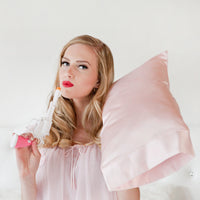 Satin Travel Pillow- She's a Pistol! Pink